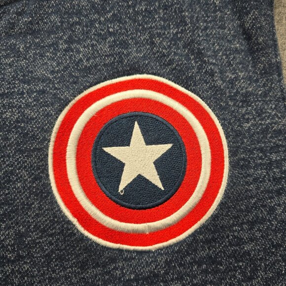 Marvel Captain America Varsity Jacket Mens Large Blue Gray Snap Button Letterman - Picture 3 of 8